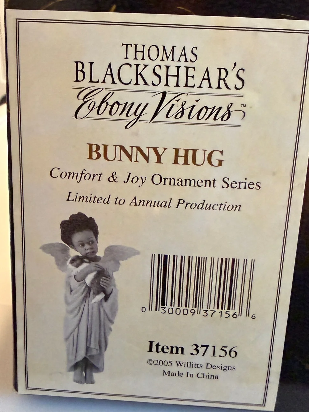 Rare & Highly Collectible Thomas Blackshear Ebony Visions Ornament Bunny Hug